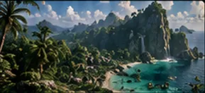 Ilha viva do Frontara com cavernas, florestas e praias